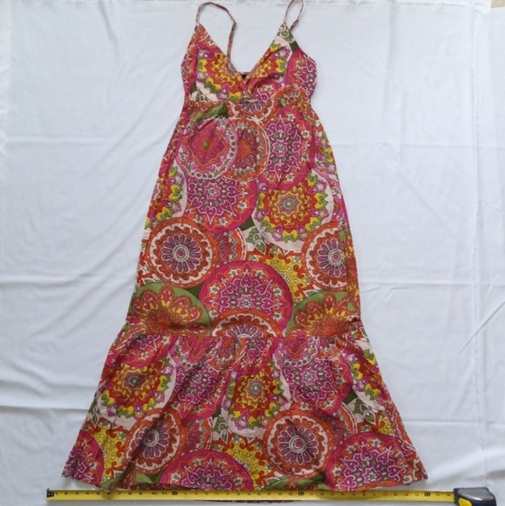 3for$15🍂 P14"-18" Spaghetti Straps Floral Printed Boho Maxi Cotton Dress - Picture 2 of 11